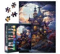 Puzzle da 1000 pezzi per adulti, motivo foresta ricca di dettagli con casetta di legno di notte, sofisticato puzzle paesaggistico per rilassarsi come gioco in famiglia e idea regalo, 50,5 x 70,5 cm