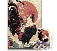 Puzzle da 1000 pezzi per adulti, motivo: gallo, stile Ukiyo-e giapponese, decorazione artistica per la casa, gioco educativo, regalo per compleanni (dimensioni 38x26cm)
