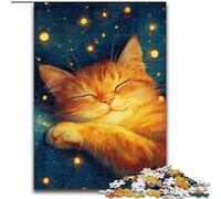 Puzzle da 1000 pezzi per adulti, motivo: gatto addormentato, in cartone, regalo perfetto per compleanni, feste e decorazioni per la casa, dimensioni: 38x26cm