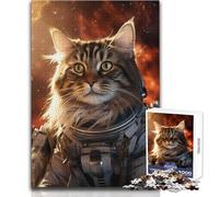 Puzzle da 1000 pezzi per adulti, motivo: gatto astronauta norvegese, tranquillo e rilassante, per il tempo libero, con bordi di precisione, giocattolo artigianale, dimensioni: 50x75cm