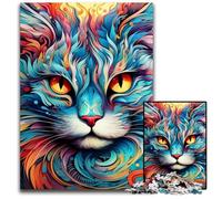 Puzzle da 1000 pezzi per adulti, motivo: gatto colorato, in legno, gioco interattivo per famiglie, regalo artigianale con opere d'arte colorate, 50x75CM/19,68x29,52 pollici.