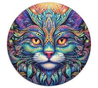 Puzzle da 1000 pezzi per adulti, motivo: gatto colorato, puzzle rotondo, impegnativo, fai da te per appassionati, regalo perfetto per rilassarsi (67,5x67,5 cm)