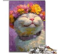 Puzzle da 1000 pezzi per adulti, motivo: gatto con fiori Puzzle da 1000 pezzi per adulti Sviluppa la coordinazione occhio-mano, perfetto come regalo di compleanno (dimensioni 50x75cm)