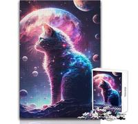 Puzzle da 1000 pezzi per adulti, motivo: gatto cosmico, accogliente e rilassante, divertimento per il tempo libero, vestibilità perfetta, giocattolo di alta precisione, dimensioni: 38x26cm
