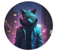 Puzzle da 1000 pezzi per adulti, motivo: gatto cyberpunk neon art, puzzle per adulti, impegnativo gioco d'arte fai da te per appassionati, regalo perfetto per rilassarsi (67,5x67,5cm)