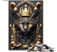 Puzzle da 1000 pezzi per adulti, motivo: gatto dorato, stile Art Déco, rompicapo impegnativo per adolescenti, divertente serata di giochi in famiglia (dimensioni 50x75cm)