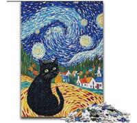 Puzzle da 1000 pezzi per adulti, motivo: gatto e cielo notturno di Van Gogh, 26x38cm, idea regalo per sfidare il cervello, attività educativa per adolescenti