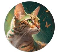 Puzzle da 1000 pezzi per adulti, motivo: gatto fantasy, puzzle rotondo da 1000 pezzi, attività educativa per migliorare le abilità cognitive, 67,5x67,5 cm