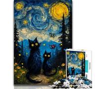 Puzzle da 1000 pezzi per adulti, motivo: gatto nero, 1000 pezzi per adulti, interessante strumento per ridurre lo stress e interagire con i genitori (dimensioni 75x50cm)