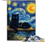 Puzzle da 1000 pezzi per adulti, motivo: gatto nero, aiuta il cervello a esercitare i giocattoli che creano dipendenza e coltivano la pazienza, decorazione perfetta dimensioni 50x75cm
