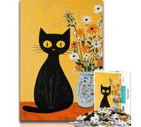 Puzzle da 1000 pezzi per adulti, motivo: gatto nero astratto artistico, giocattoli educativi per l'apprendimento, giochi per famiglie, migliora l'amore tra coppie, 50x75cm