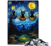 Puzzle da 1000 pezzi per adulti, motivo: gatto nero, giocattoli educativi per l'apprendimento, decorazioni per la casa uniche e regali per 14+ anni, 26x38cm