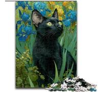 Puzzle da 1000 pezzi per adulti, motivo: gatto nero nell'erba, in legno, colorato, decorazione per la casa e gioco interattivo per famiglie, ideale come regalo, dimensioni: 50 x 75cm