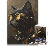 Puzzle da 1000 pezzi per adulti, motivo: gatto punk, accogliente e rilassante, divertimento per il tempo libero, vestibilità perfetta, alta precisione, dimensioni: 38x26cm