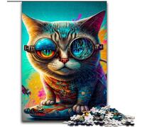 Puzzle da 1000 pezzi per adulti motivo: gatto simpatico animale in legno ideale per divertimento in famiglia relax e regali di Natale 50x75cm festa di compleanno per uomini e donne.