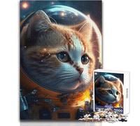 Puzzle da 1000 pezzi per adulti, motivo: gatto spaziale, rilassante, dolce, per il tempo libero, taglio fine e liscio, giocattolo artigianale, dimensioni: 38x52cm