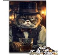 Puzzle da 1000 pezzi per adulti, motivo: Gentleman Grumpy Cat, gioco creativo per famiglie e decorazioni per la casa, regalo di Natale perfetto per adolescenti (dimensioni: 26x38cm)