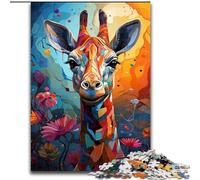 Puzzle da 1000 pezzi per adulti, motivo: giraffa colorata in legno, regalo perfetto per bambini dai 14 anni in su, 50x75cm, gioco rompicapo per adolescenti, regalo perfetto per le feste