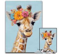 Puzzle da 1000 pezzi per adulti, motivo: giraffa dipinta a olio, in legno, per divertimento in famiglia, adatti come decorazione da scrivania per bambini dai 14 anni in su, 50x75cm