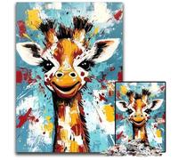Puzzle da 1000 pezzi per adulti, motivo: giraffa dipinta a olio, puzzle in legno dal design intricato per adolescenti, decorazioni fai da te e divertimento che stimola la mente, 50x75cm