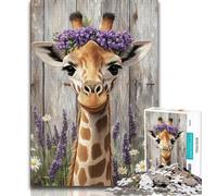 Puzzle da 1000 pezzi per adulti motivo: giraffa lavanda puzzle per adulti educativo e didattico ideale come regalo per tutta la famiglia 26x38cm