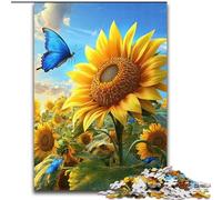 Puzzle da 1000 pezzi per adulti, motivo girasole e farfalla, rompicapo stimolante per adolescenti, perfetto come decorazione per la casa o come regalo, 50x75cm