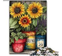 Puzzle da 1000 pezzi per adulti, motivo: girasole e fiore, in cartone, 26x38cm, decorazione fai da te, sfida per il cervello, per adulti, famiglia, regalo di Natale