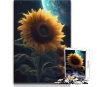 Puzzle da 1000 pezzi per adulti, motivo: Girasole, Terra e Galassia, ideale per momenti di relax e tranquillità, taglio pulito e uniforme, giocattolo per il tempo libero, dimensioni: 38x52cm