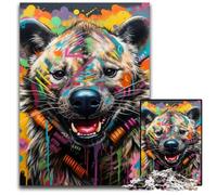 Puzzle da 1000 pezzi per adulti, motivo: graffiti di iene, puzzle in legno, ideale come decorazione fai da te e come regalo rompicapo, 50x75CM/19,68x29,52 pollici.