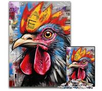 Puzzle da 1000 pezzi per adulti, motivo: graffiti sul gallo, puzzle in legno ad alta difficoltà, rompicapo per adolescenti, 50x75CM/19,68x29,52 pollici.