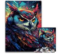 Puzzle da 1000 pezzi per adulti, motivo: gufo colorato, puzzle in legno, per serate di gioco in famiglia, fai da te, opera d'arte decorativa, 50x75CM/19,68x29,52 pollici