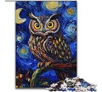 Puzzle da 1000 pezzi per adulti, motivo gufo nel cielo notturno, rompicapo fai da te da 1000 pezzi, gioco interattivo per famiglie (dimensioni 26x38cm)