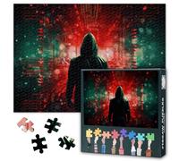 Puzzle da 1000 pezzi per adulti, motivo: hacker, arte digitale Cyber | Poster digitale per la sicurezza della rete in stile cyber moderno, decorazione da parete, dimensioni 70 x 50 cm