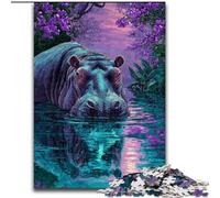 Puzzle da 1000 pezzi per adulti, motivo: ippopotamo della giungla, puzzle in legno 50x75cm per amanti dei viaggi e coppie, giocattolo stimolante