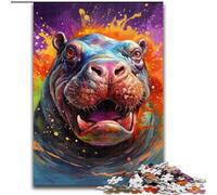 Puzzle da 1000 pezzi per adulti, motivo: ippopotamo, impegnativo, dimensioni 26x38cm, regalo per uomini e donne, per tutti i giorni e per occasioni speciali.