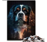 Puzzle da 1000 pezzi per adulti, motivo: King Charles Spaniel, in legno, perfetto per Halloween, Natale e regalo di compleanno, 1000 pezzi(50x75cm)