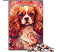 Puzzle da 1000 pezzi per adulti, motivo: King Charles Spaniel, puzzle per adulti, divertente regalo per l'interazione con la famiglia, design astratto vibrante (dimensioni 50x75cm)
