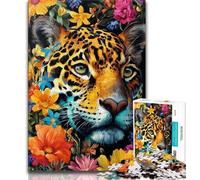 Puzzle da 1000 pezzi per adulti, motivo: leopardo, aiuta il cervello a esercitare i giocattoli che creano dipendenza per coltivare la pazienza, collezione di artisti, belle arti (38x26cm)