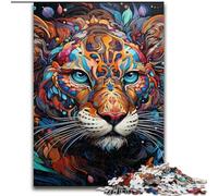 Puzzle da 1000 pezzi per adulti, motivo leopardo colorato in legno, perfetto per regali di compleanno, Natale e Halloween, 50x75cm, decorazione artistica fai da te, regalo di compleanno perfetto