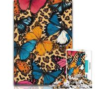 Puzzle da 1000 pezzi per adulti, motivo: leopardo e farfalla, gioco per famiglie, antistress, sfida difficile, rafforza l'amore tra coppie dai 14 anni in su, 38x26cm