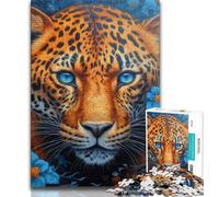 Puzzle da 1000 pezzi per adulti, motivo: leopardo fantasy, impegnativo e difficile, con pezzi completamente interconnessi e di forma casuale (38x26cm)
