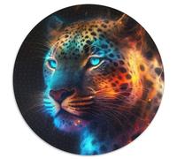 Puzzle da 1000 pezzi per adulti, motivo: leopardo fantasy, puzzle rotondi da 1000 pezzi per adulti, regalo per uomini e donne, per occasioni quotidiane e speciali, 67,5x67,5 cm.