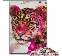 Puzzle da 1000 pezzi per adulti, motivo leopardo rosa, perfetto per adolescenti, per rafforzare i legami familiari, rompicapo e regalo fai da te per la casa, 50x75cm