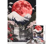 Puzzle da 1000 pezzi per adulti motivo luna rossa e montagna Fuji gioco impossibile adatto alle coppie decorazione per la casa giocattolo attività divertenti da fare in casa (50x75cm)