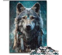 Puzzle da 1000 pezzi per adulti, motivo lupo indiano, puzzle impegnativi, decorazione artistica, giocattolo di intelligenza per giochi al chiuso in famiglia (dimensioni 26x38cm)