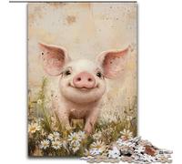 Puzzle da 1000 pezzi per adulti, motivo: maialino acquerello, in legno, per interazione familiare e sfida di ingegno, sfida di attività per famiglie, dimensioni 50X75CM