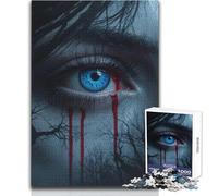 Puzzle da 1000 pezzi per adulti, motivo: "Mistero degli occhi blu", ideale per momenti di relax e tranquillità, taglio uniforme e pulito, giocattolo per il tempo libero, dimensioni: 38x26cm