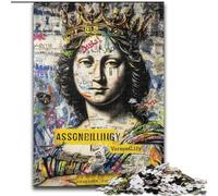 Puzzle da 1000 pezzi per adulti, motivo: Mona Lisa, graffiti, in legno, rompicapo stimolante per adolescenti, divertente serata di giochi in famiglia, dimensioni: 50x75cm