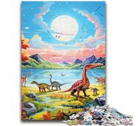 Puzzle da 1000 pezzi per adulti, motivo: mondo dei dinosauri, antistress, per trascorrere il tempo libero e interagire con i genitori (75x50cm)