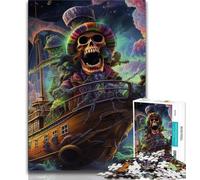 Puzzle da 1000 pezzi per adulti motivo: nave pirata con teschio ideale come regalo educativo per tutta la famiglia 26x38cm
